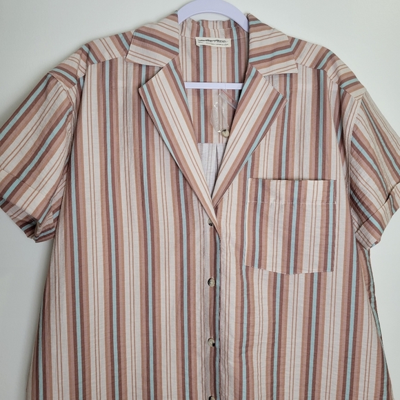 We The Free Striped Boho Oversized‎ Boyfriend Shirts Size S - Picture 3 of 8